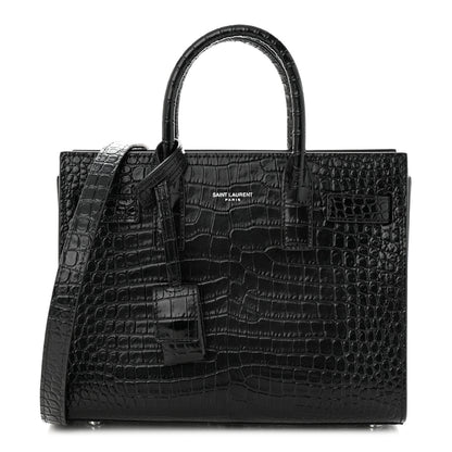 Saint Laurent Calfskin Crocodile Embossed Nano Sac De Jour Black 1 of 12