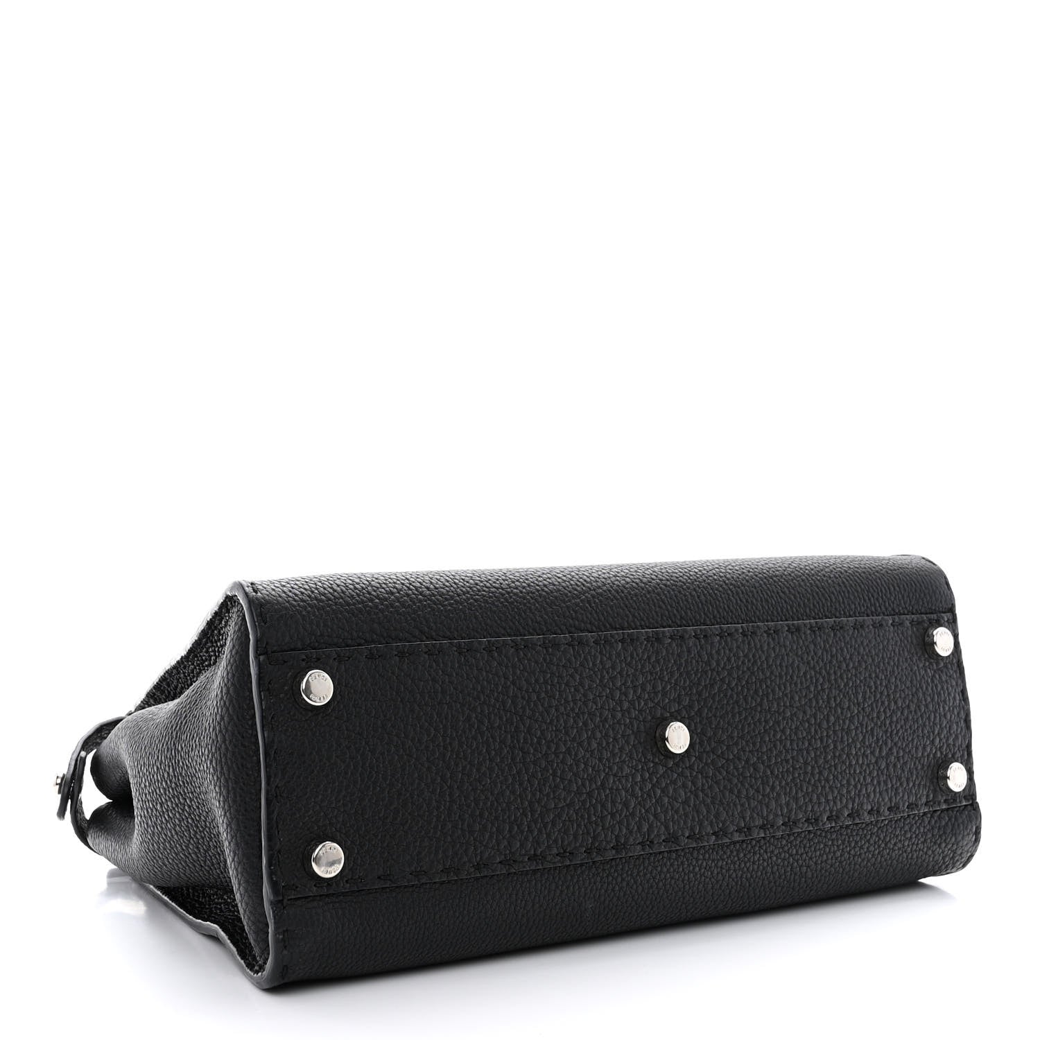 Fendi Cuoio Romano Selleria Bi-Color Medium Peekaboo Iconic Satchel Black Mou 4 of 12