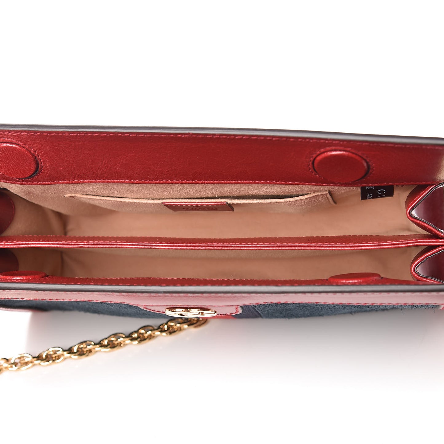 Suede Calfskin Web Small Ophidia Chain Shoulder Bag New Blue Romantic Cherry