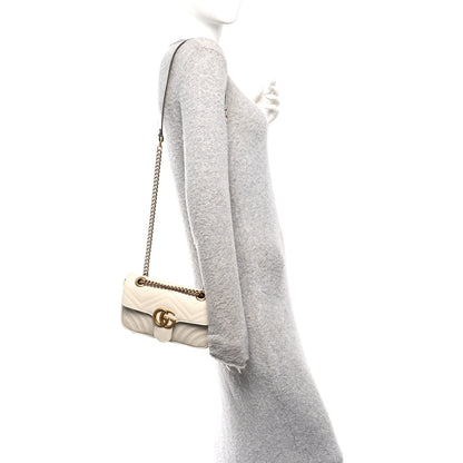 Gucci Calfskin Matelasse Mini GG Marmont Shoulder Bag White 2 of 10