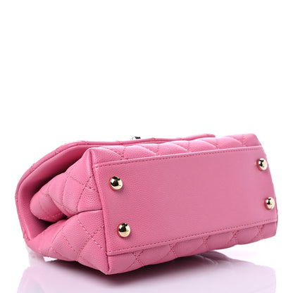 Chanel Caviar Quilted Lizard Embossed Extra Mini Coco Handle Flap Pink 4 of 10