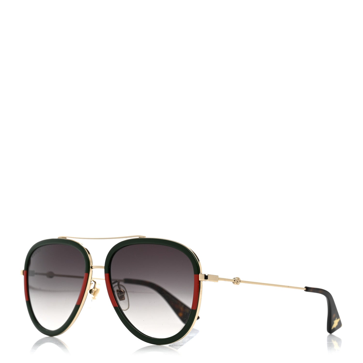 Gucci Web Aviator Sunglasses GG0062S Green Red 1 of 8