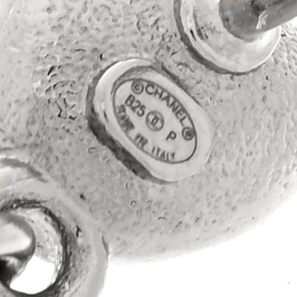 Chanel Crystal Resin CC Heart Drop Earrings Silver Blue 4 of 5