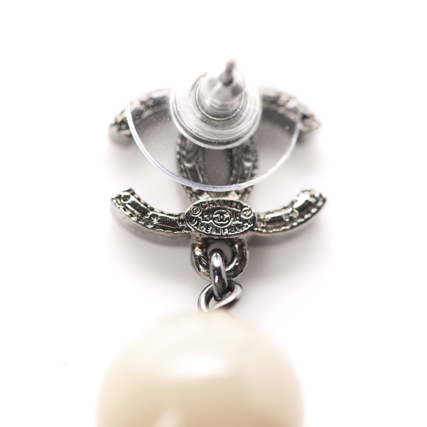 Chanel Ruthenium CC Bead Drop Earrings 4 of 5