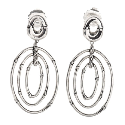 John Hardy Sterling Silver Bamboo Oval Drop Earrings 1 of 4