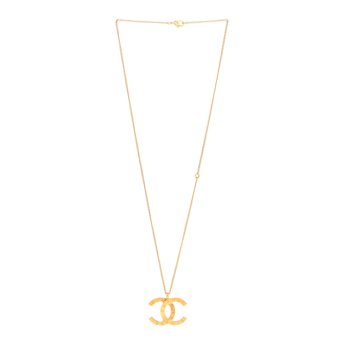 Metal CC Paris Button Necklace Gold