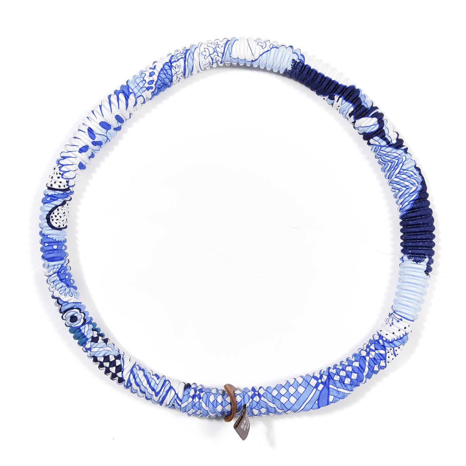 Hermes Silk Collier Plisse En Soie Petit H Pleated Necklace 2 of 3