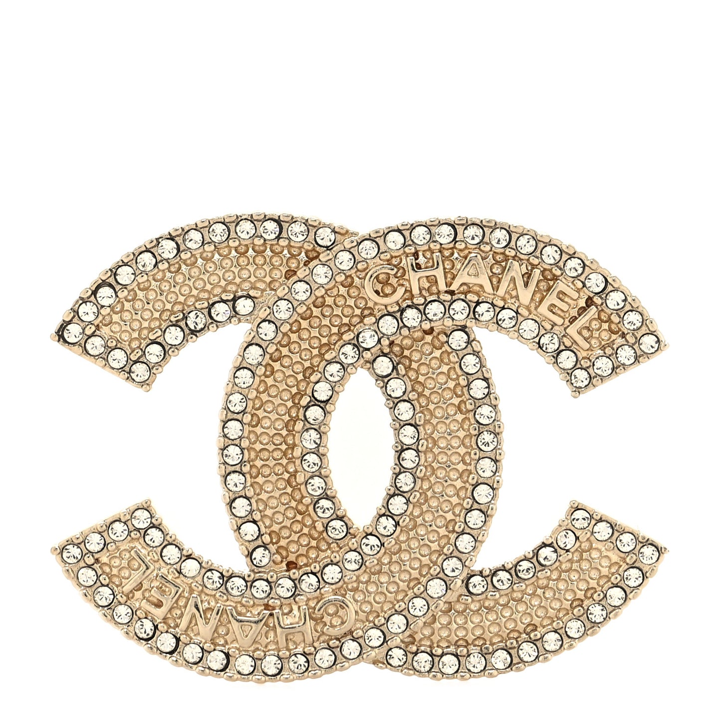 Crystal CC Brooch Light Gold