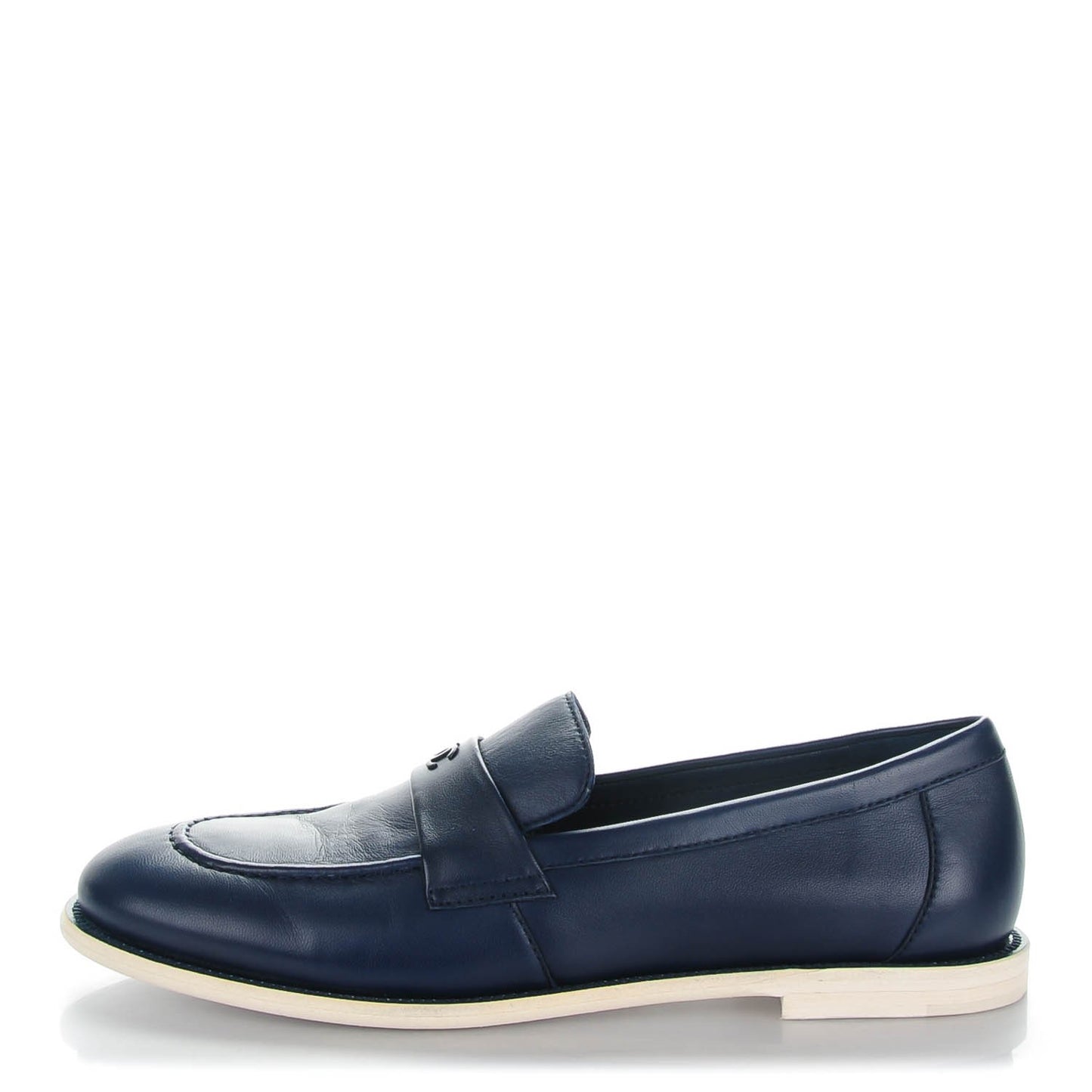 Lambskin CC Mocassin Loafers 40 Navy