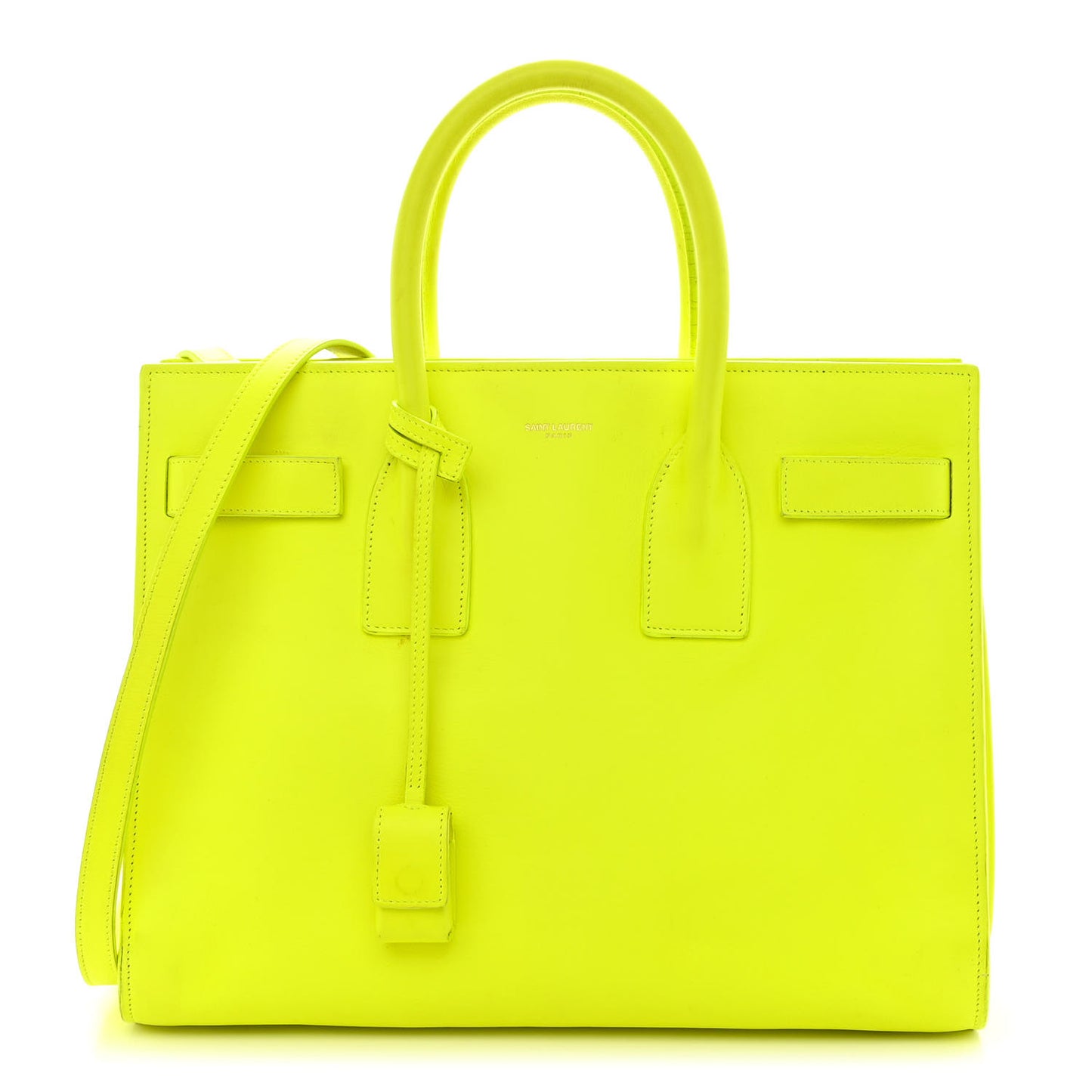 Calfskin Small Sac De Jour Bag Neon Yellow
