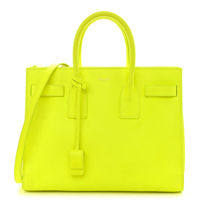 Saint Laurent Calfskin Small Sac De Jour Bag Neon Yellow 1 of 25
