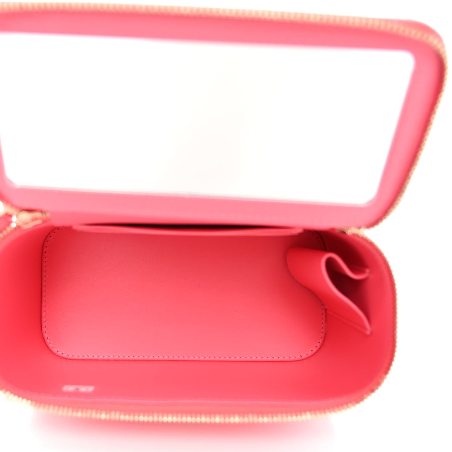Caviar Quilted Small Vanity Case With Chain Pink