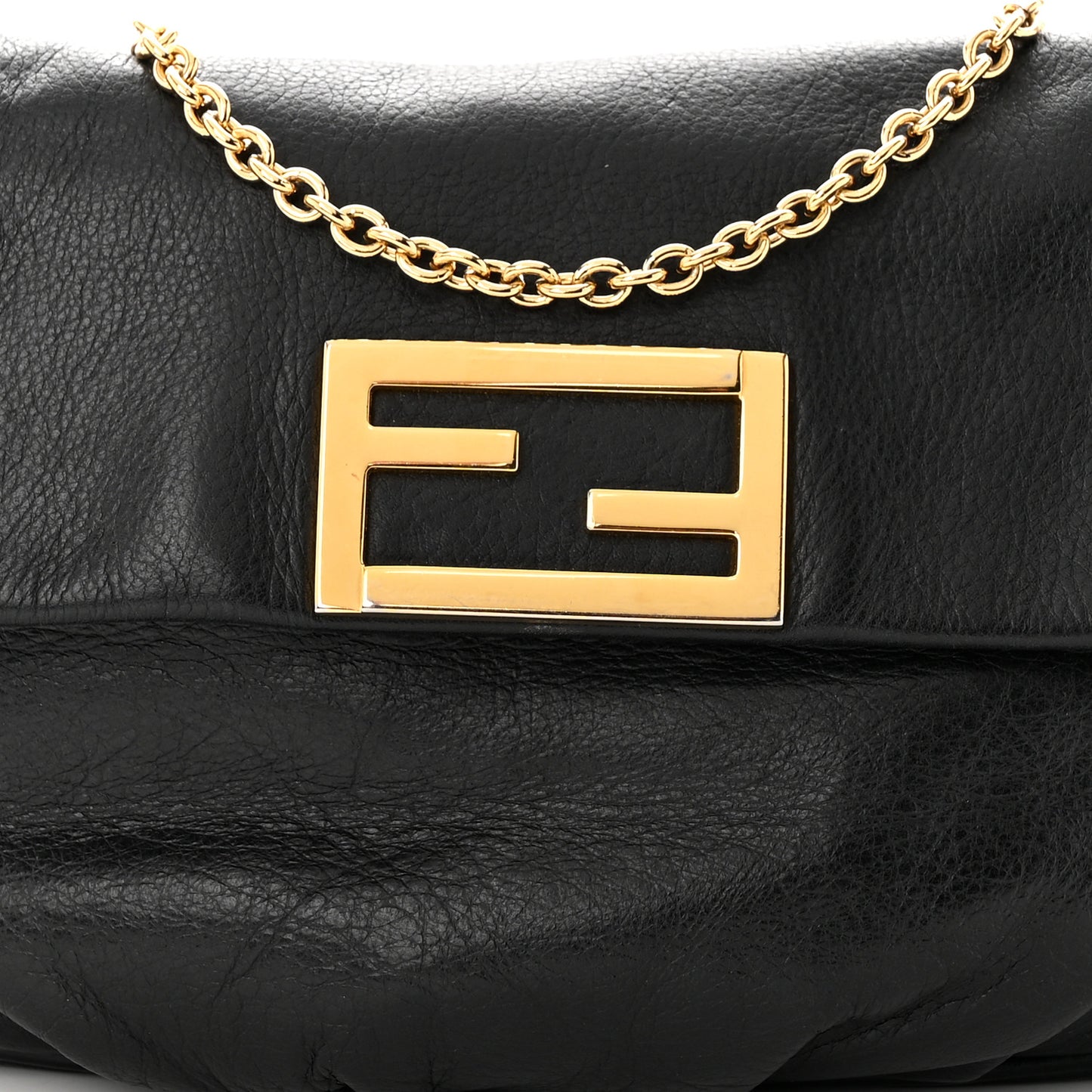 Vitello Flamingo Fendista Pouchette Crossbody Black
