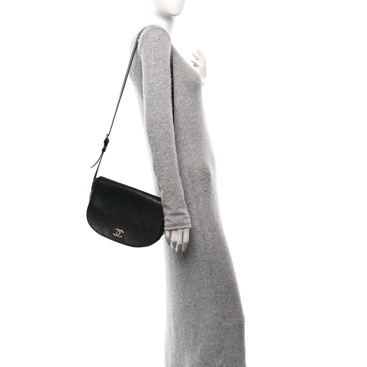 Chanel Calfskin Stitched Messenger Flap Bag Black 2 of 10