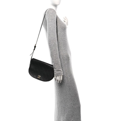 Chanel Calfskin Stitched Messenger Flap Bag Black 2 of 10