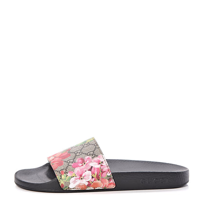 Gucci GG Supreme Monogram Blooms Slide Sandals 39 Beige Multicolor 1 of 7