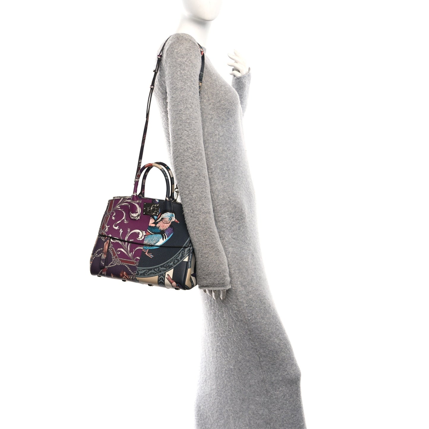 Calfskin Elisabetta Piccolo Print The Studio Bag White Multicolor