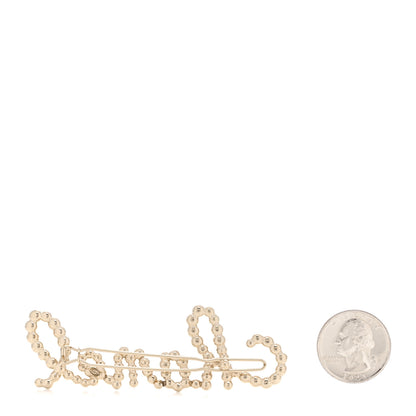 Chanel Metal Glass Swirling Pearls Hair Clip Gold 2 of 4