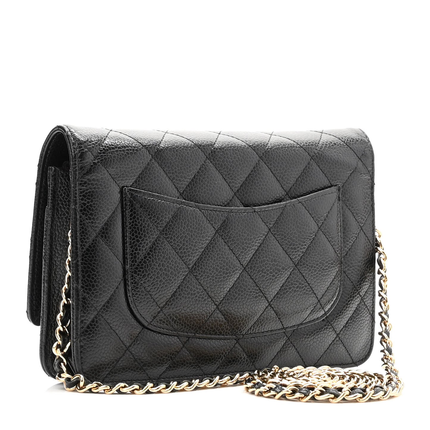 Caviar Quilted Wallet On Chain WOC Black