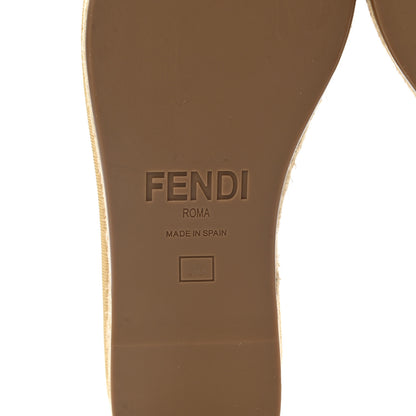 Fendi Raffia FF Embroidered Espadrille Platform Sandals 36 Natural 8 of 9