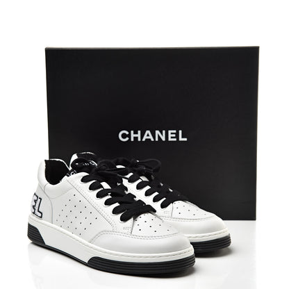 Chanel Calfskin Womens Logo Sneakers 39 Black White 9 of 9