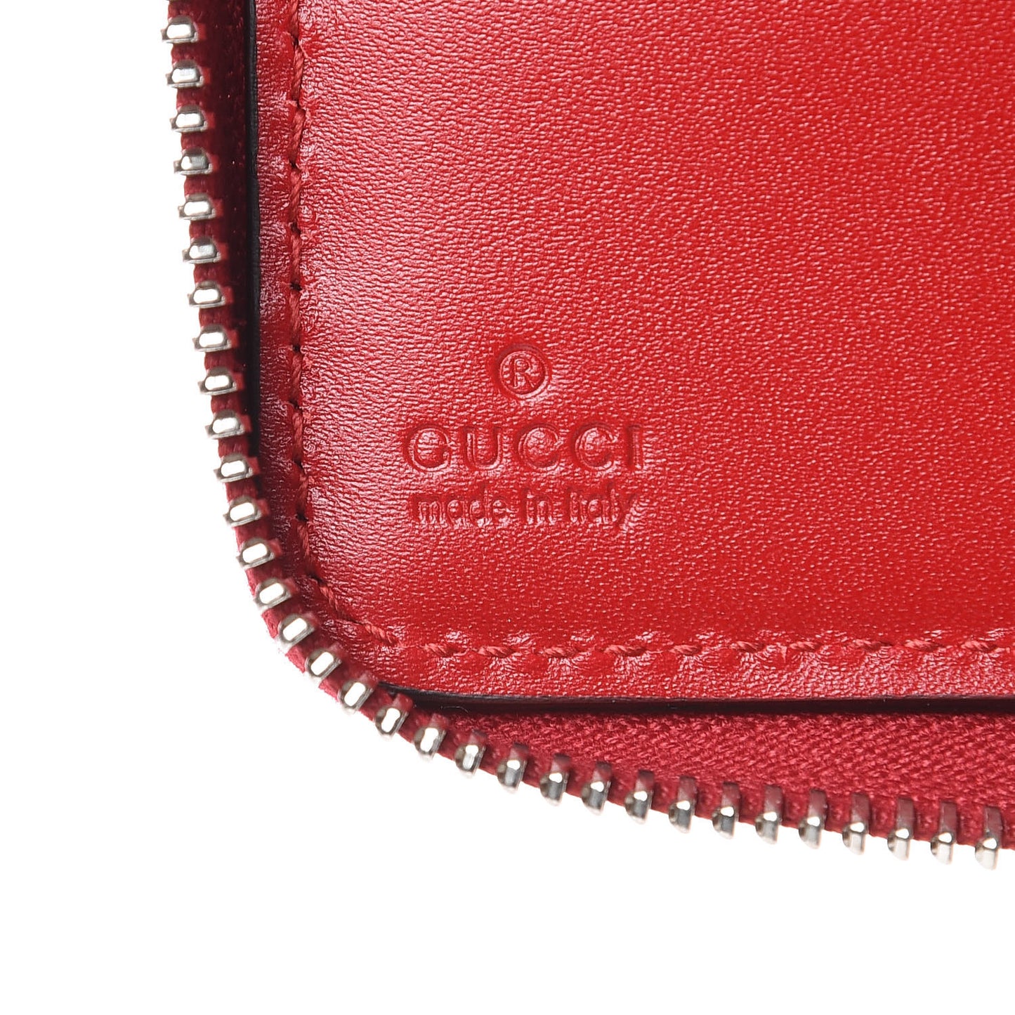 Guccissima Signature Zip Around Organizer Wallet Hibiscus Red