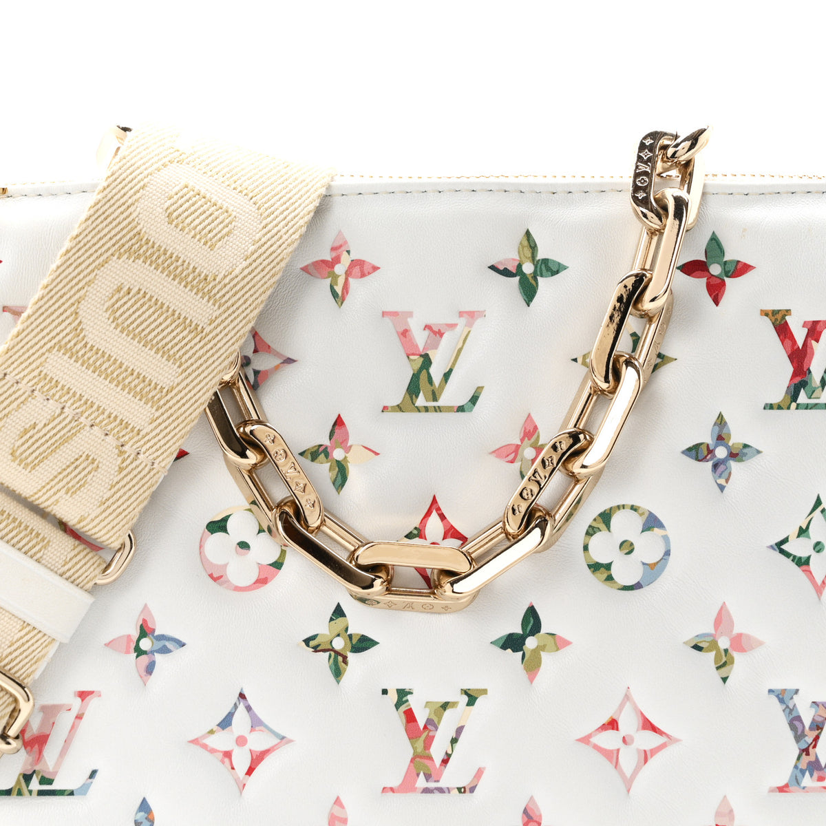 Louis Vuitton Lambskin Embossed Monogram LV Garden Coussin PM Cream 7 of 10
