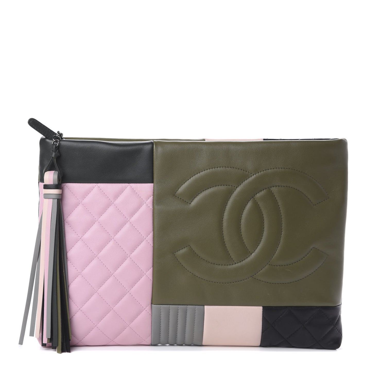 Lambskin Patchwork Large Cosmetic Case Multicolor