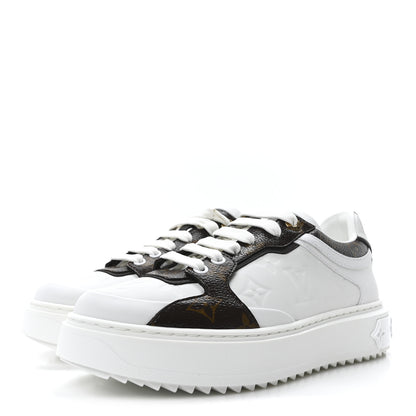 Louis Vuitton Monogram Embossed Calfskin Time Out Sneakers 38 White 4 of 9