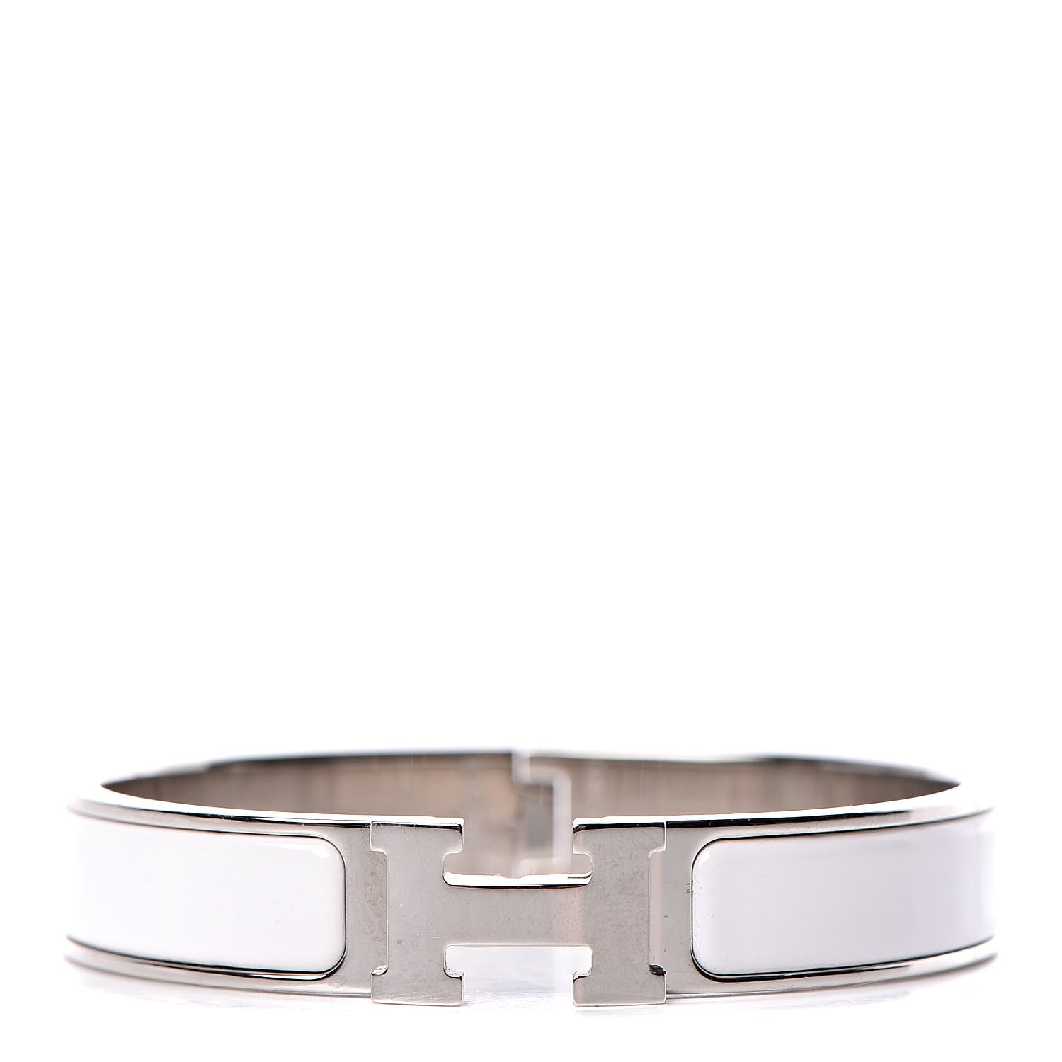 Hermes Enamel Narrow Clic Clac H Bracelet GM White 1 of 4