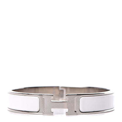 Hermes Enamel Narrow Clic Clac H Bracelet GM White 1 of 4