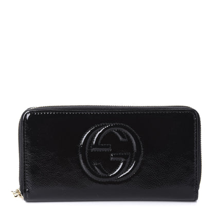 Gucci Patent Calfskin Soho Zip Around Wallet Black 1 of 10