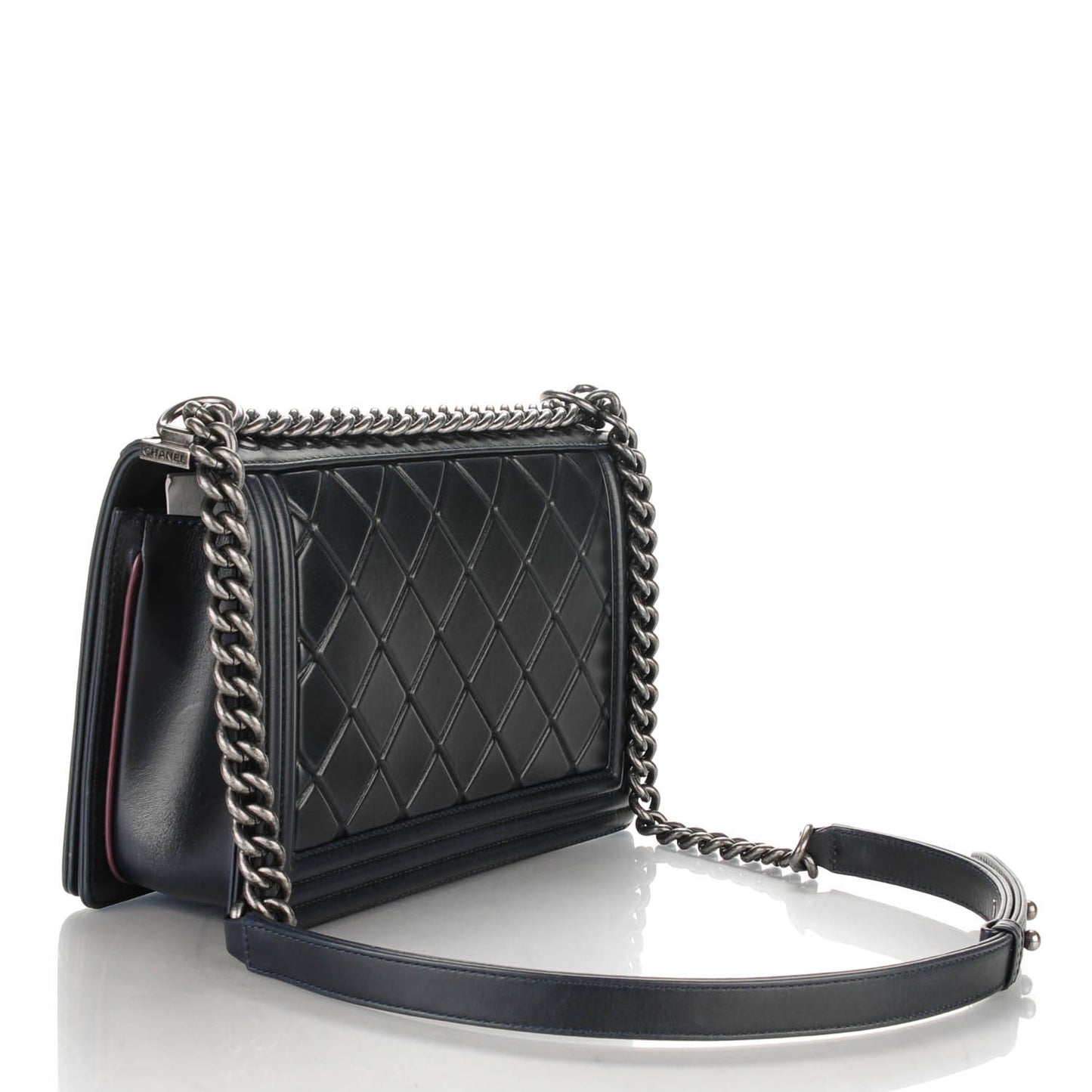 Calfskin Embossed New Medium Paris Salzburg Boy Flap Black