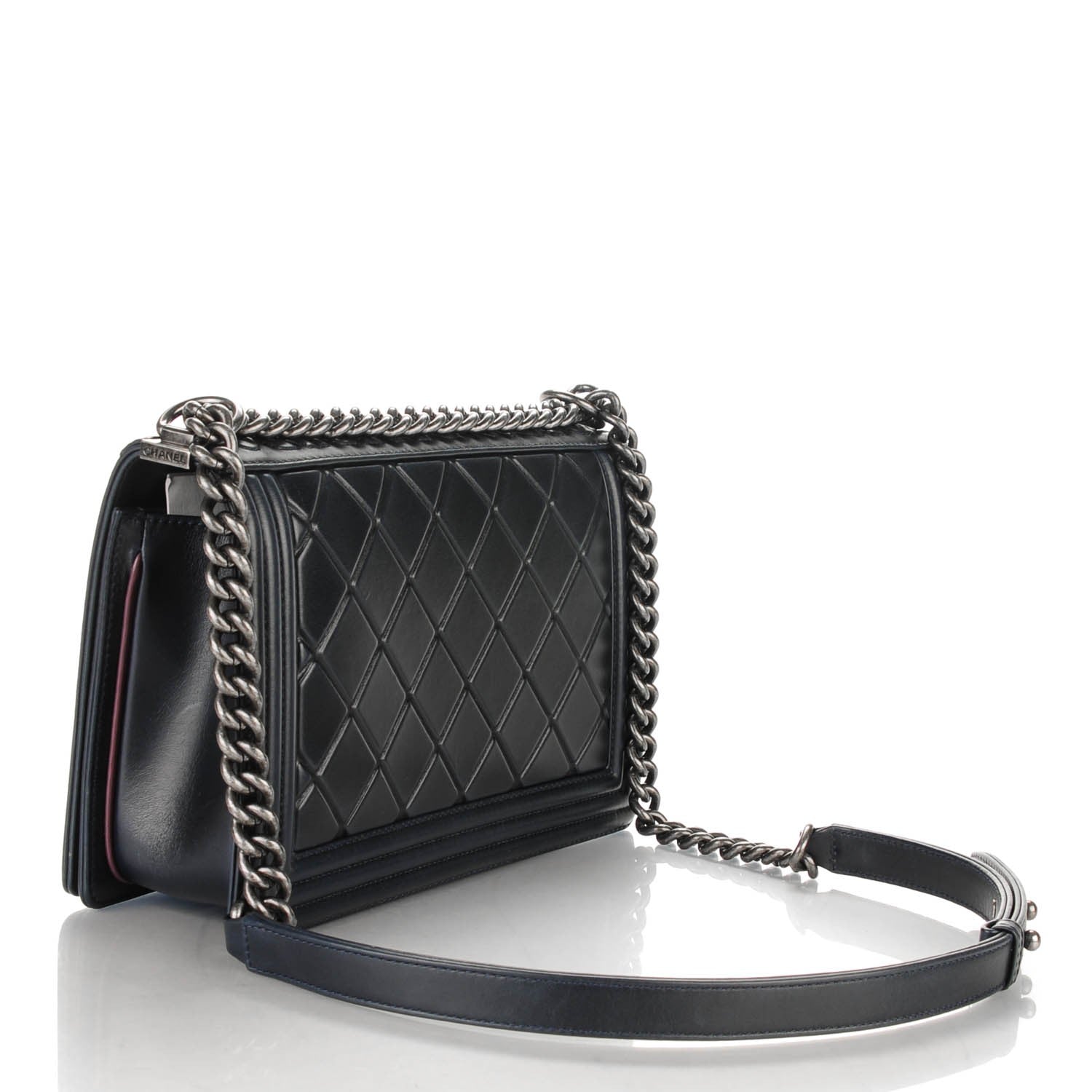 Chanel Calfskin Embossed New Medium Paris Salzburg Boy Flap Black 3 of 8