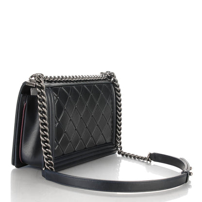 Chanel Calfskin Embossed New Medium Paris Salzburg Boy Flap Black 3 of 8