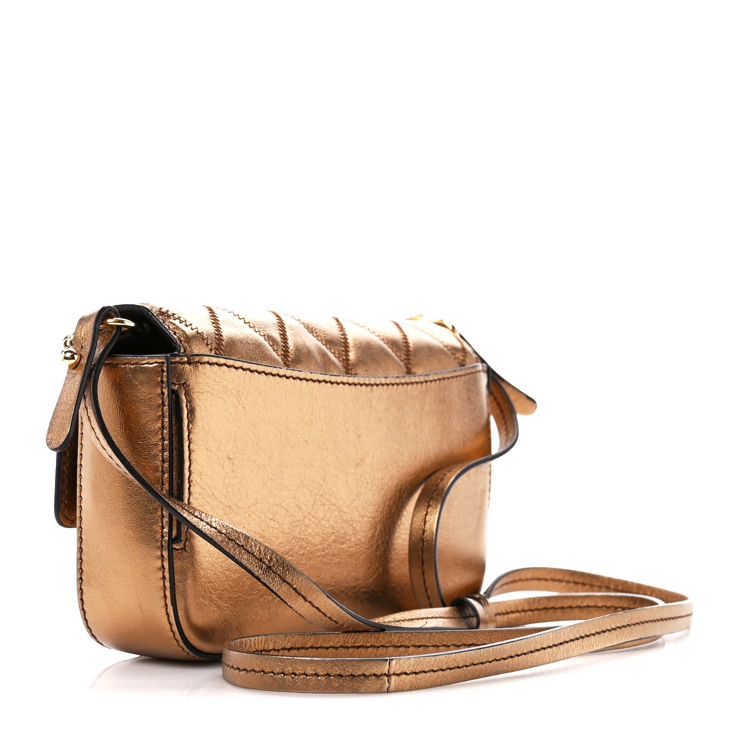 Metallic Goatskin Quilted GV3 Mini Pocket Convertible Bag Gold