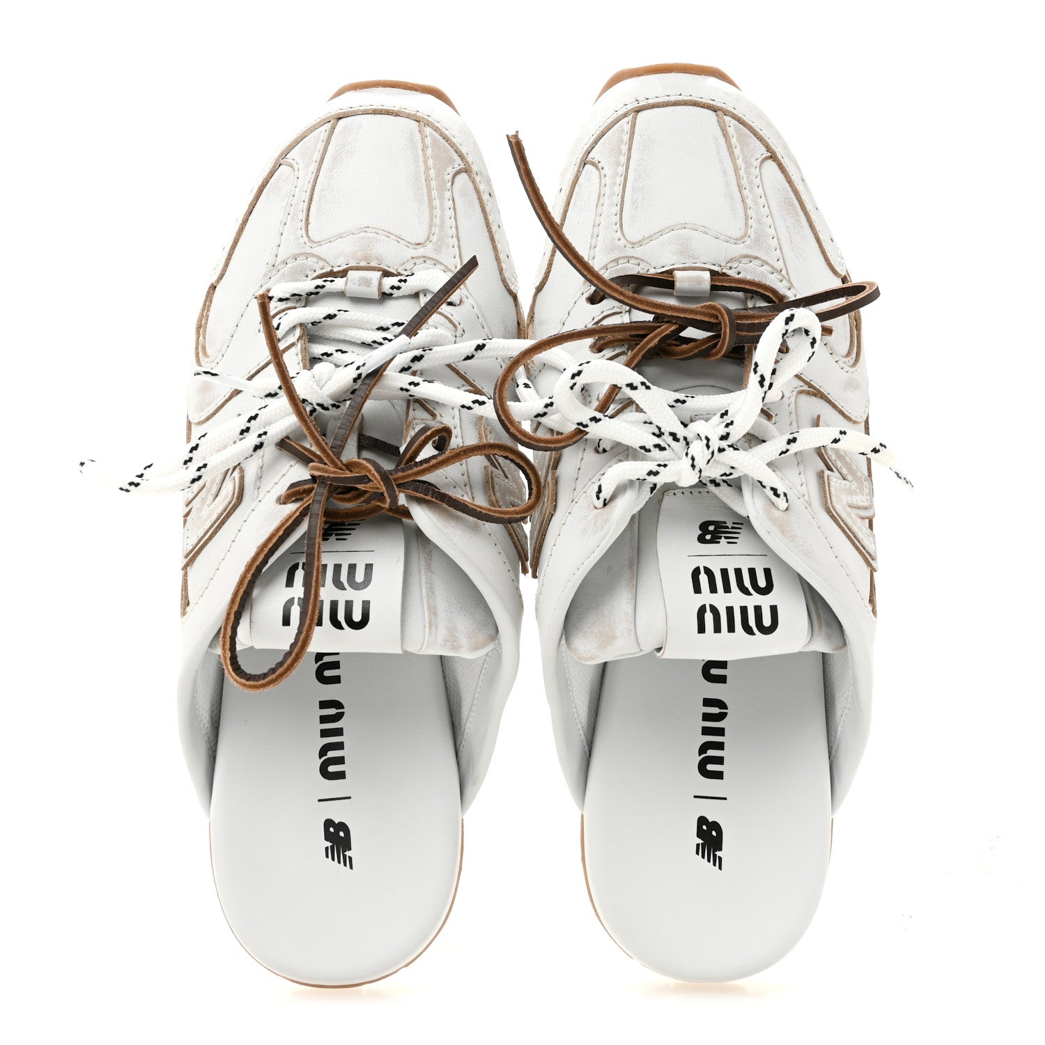 Miu Miu X NEW BALANCE Bleached Calfskin 530 SL Slip-On Sneakers Mules 39.5 White 2 of 9