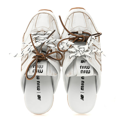 Miu Miu X NEW BALANCE Bleached Calfskin 530 SL Slip-On Sneakers Mules 39.5 White 2 of 9