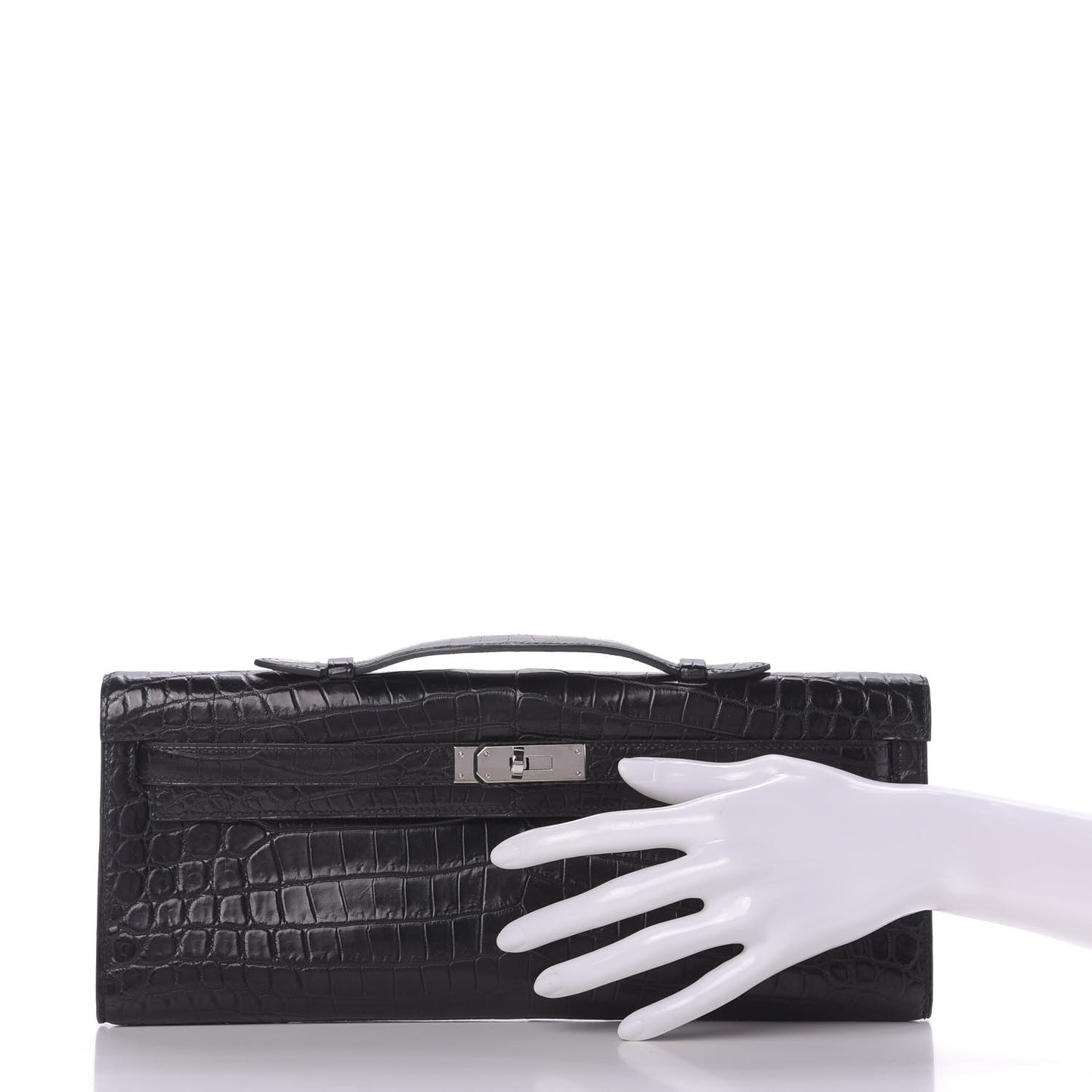 Matte Niloticus Crocodile Kelly Cut Pochette Black