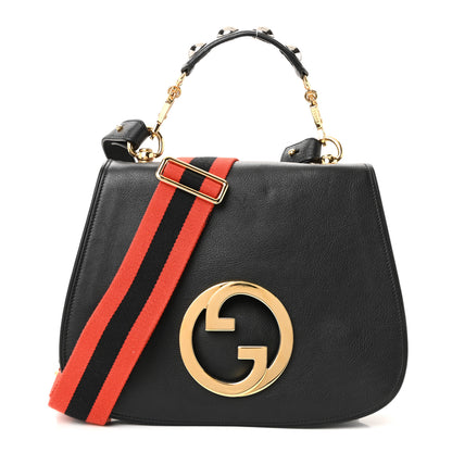 Gucci Roxy Calfskin Studded Medium Blondie Shoulder Flap Bag Black 1 of 10