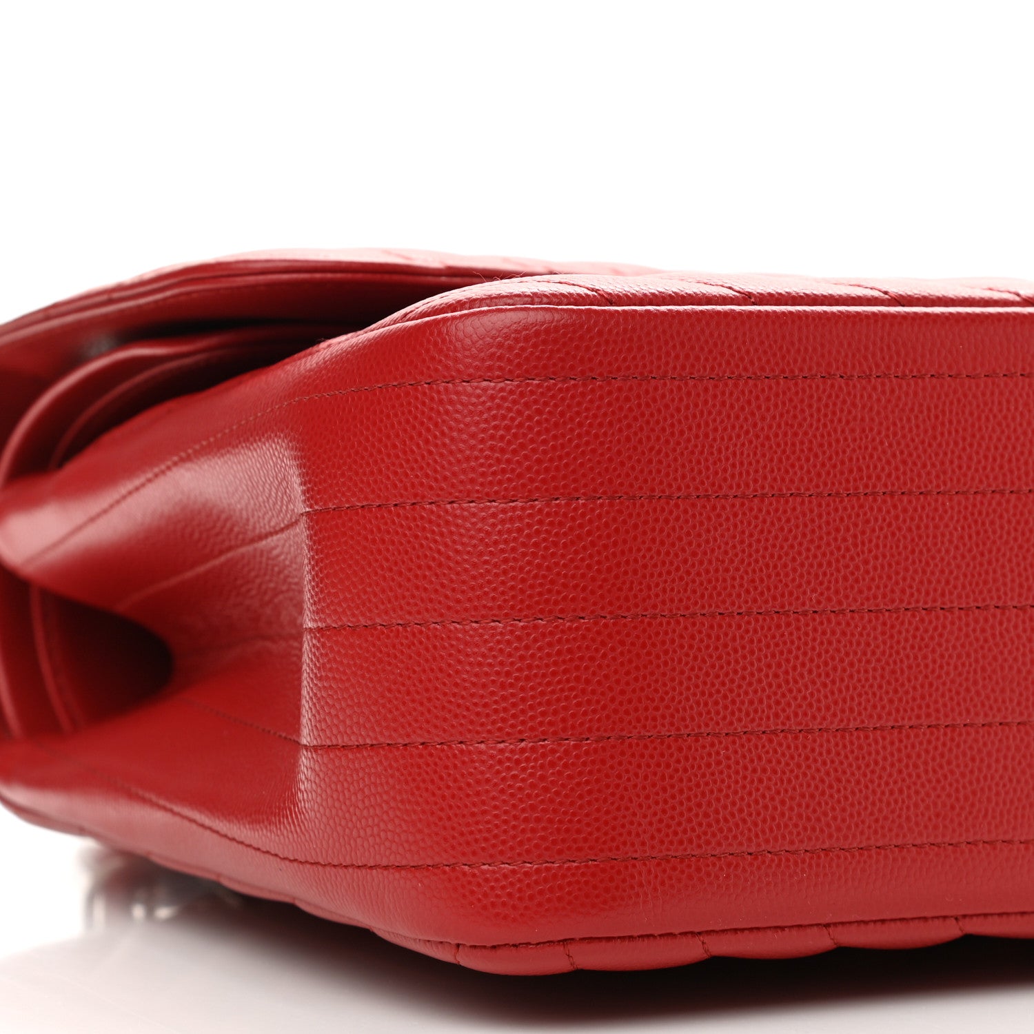 Chanel Caviar Chevron Quilted Jumbo Double Flap Dark Red 9 of 13