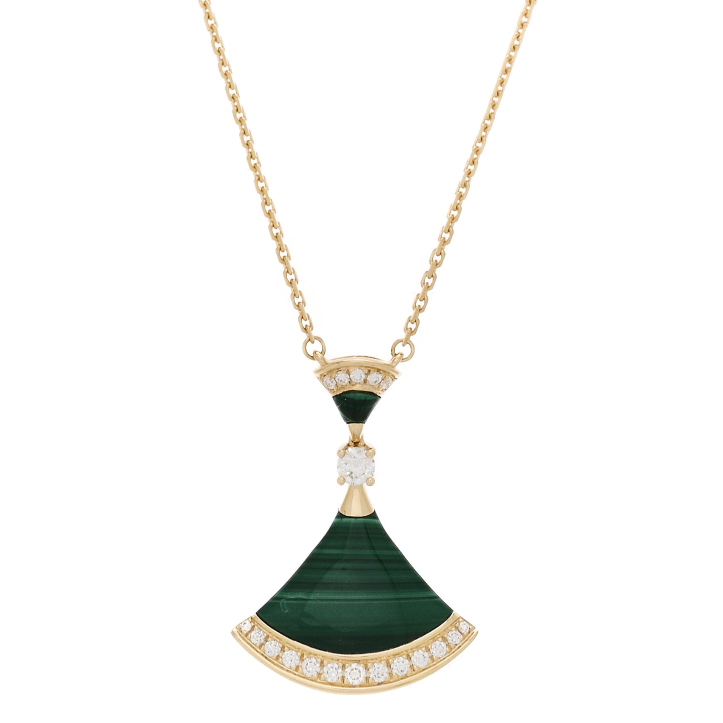 18K Yellow Gold Diamond Malachite Divas' Dream Pendant Necklace