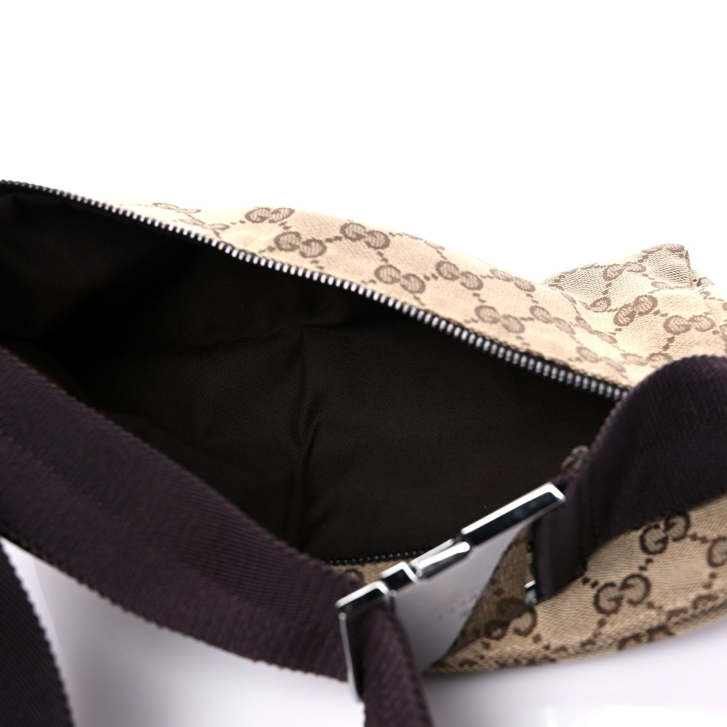 GG Monogram Double Pocket Belt Bag Dark Brown