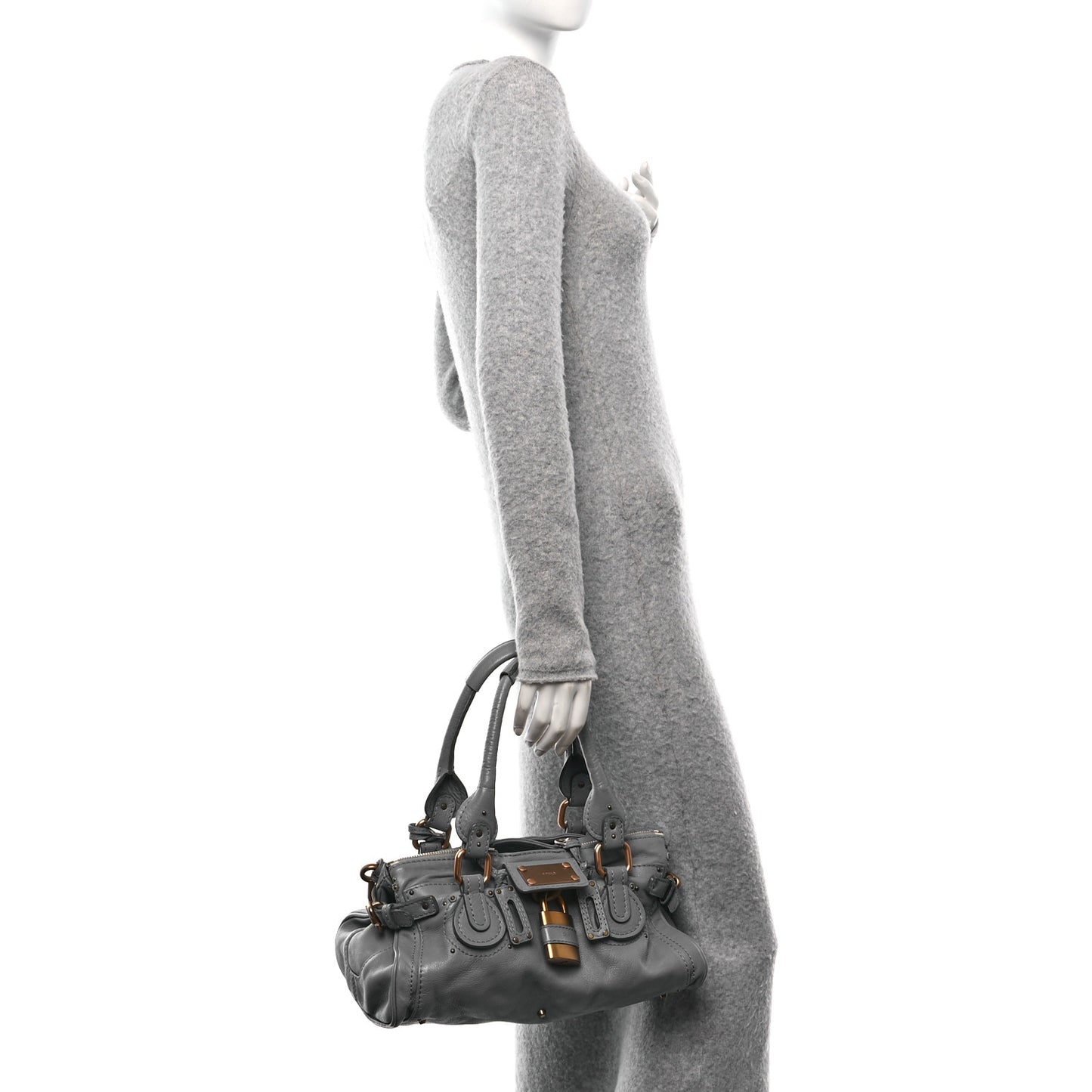 Calfskin Medium Paddington Satchel Gray