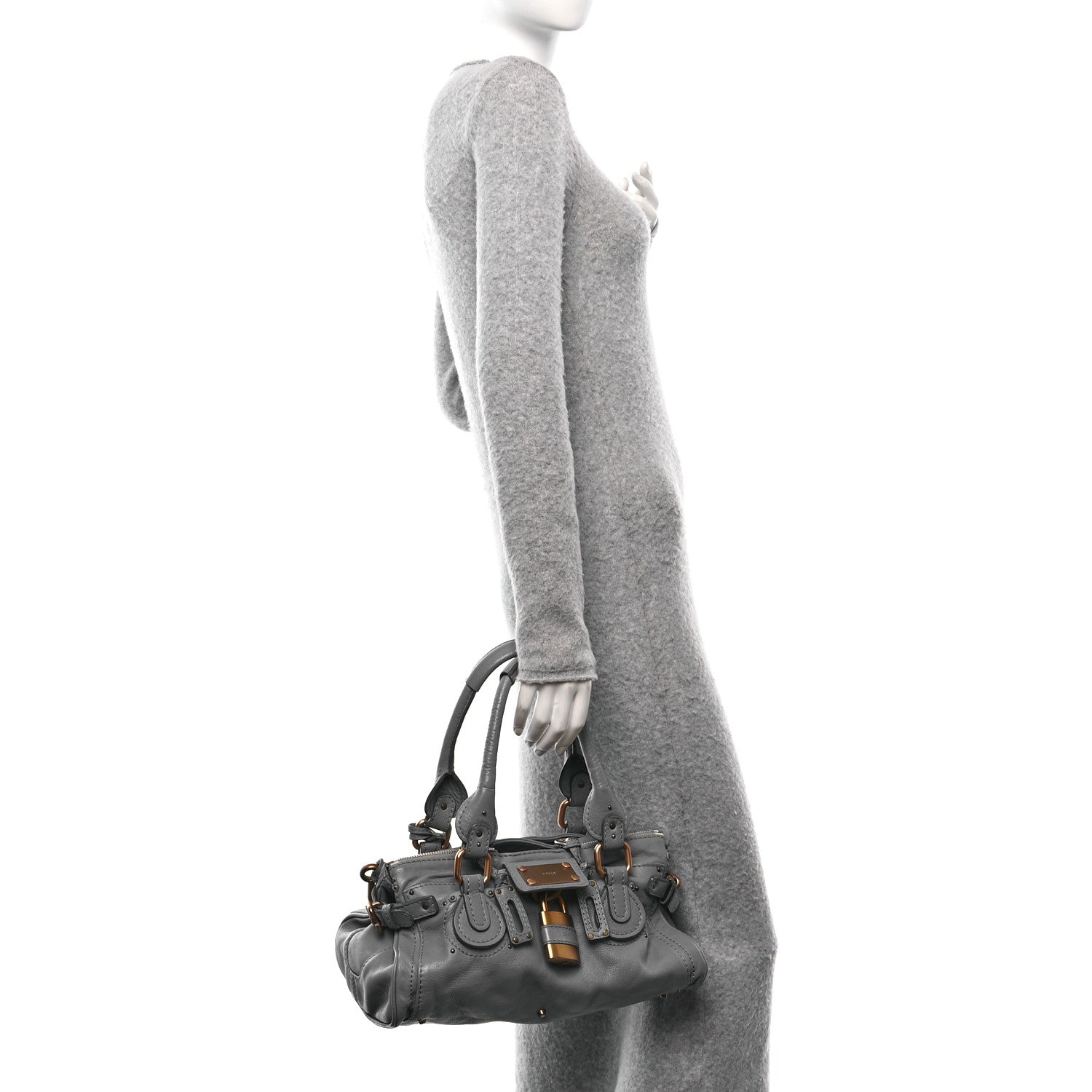 Chloe Calfskin Medium Paddington Satchel Gray 2 of 10