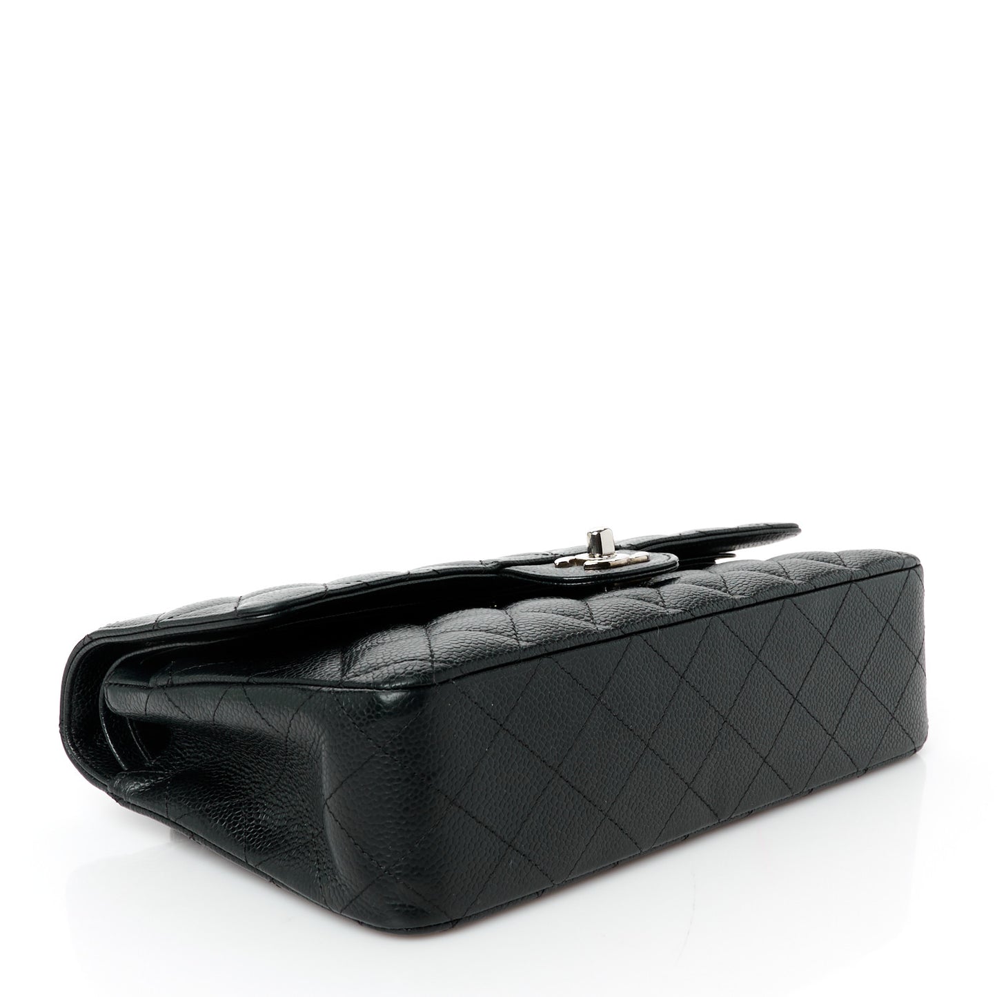 Caviar Quilted Medium Double Flap Black