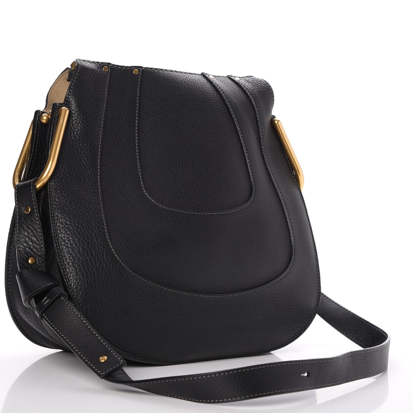 Grained Calfskin Small Hayley Hobo Black
