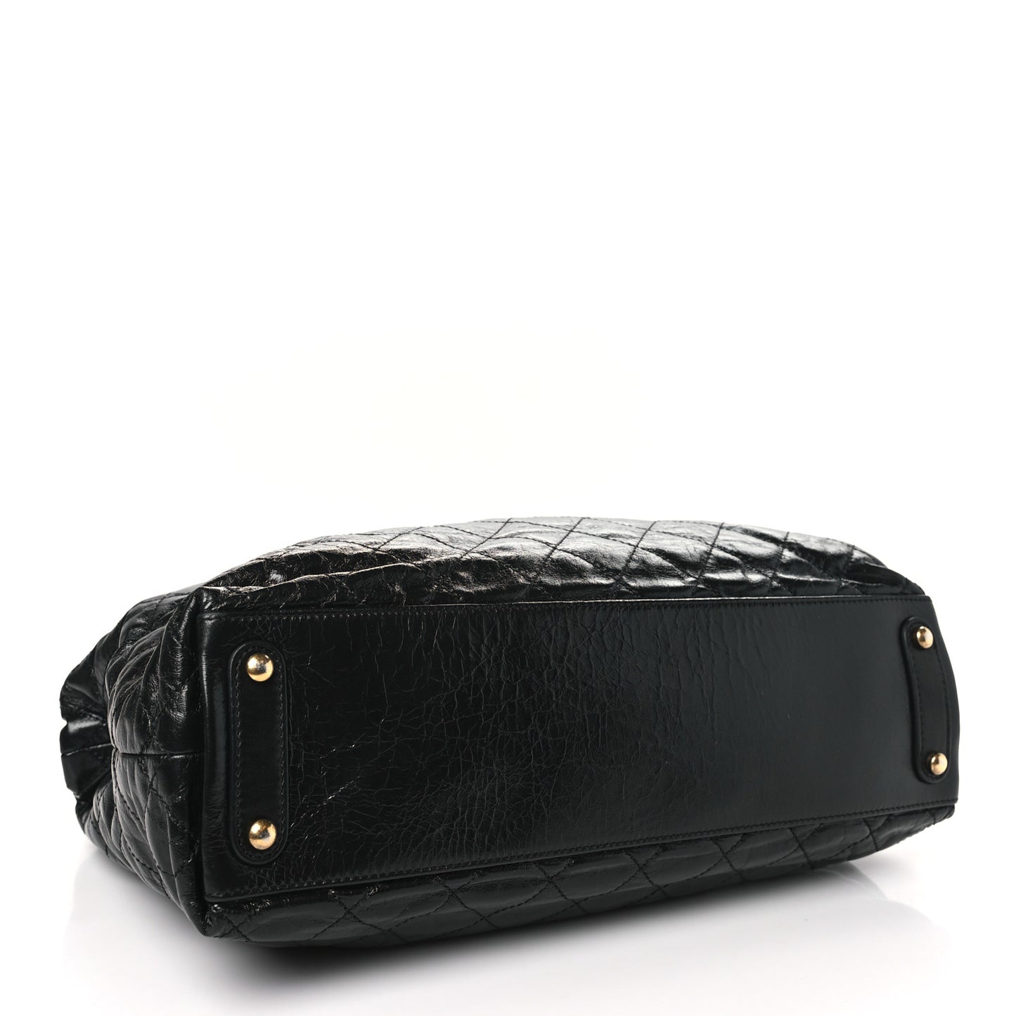 Glazed Calfskin Stingray Large Bindi CC Tote Black