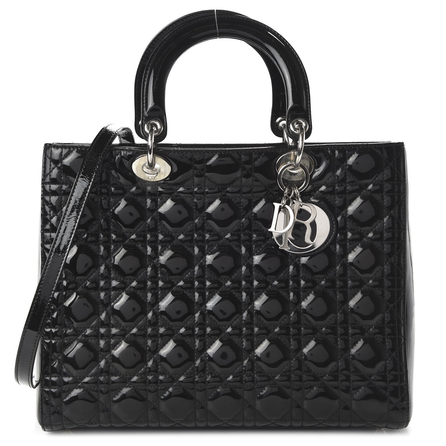 Patent Cannage Large Lady Dior Black