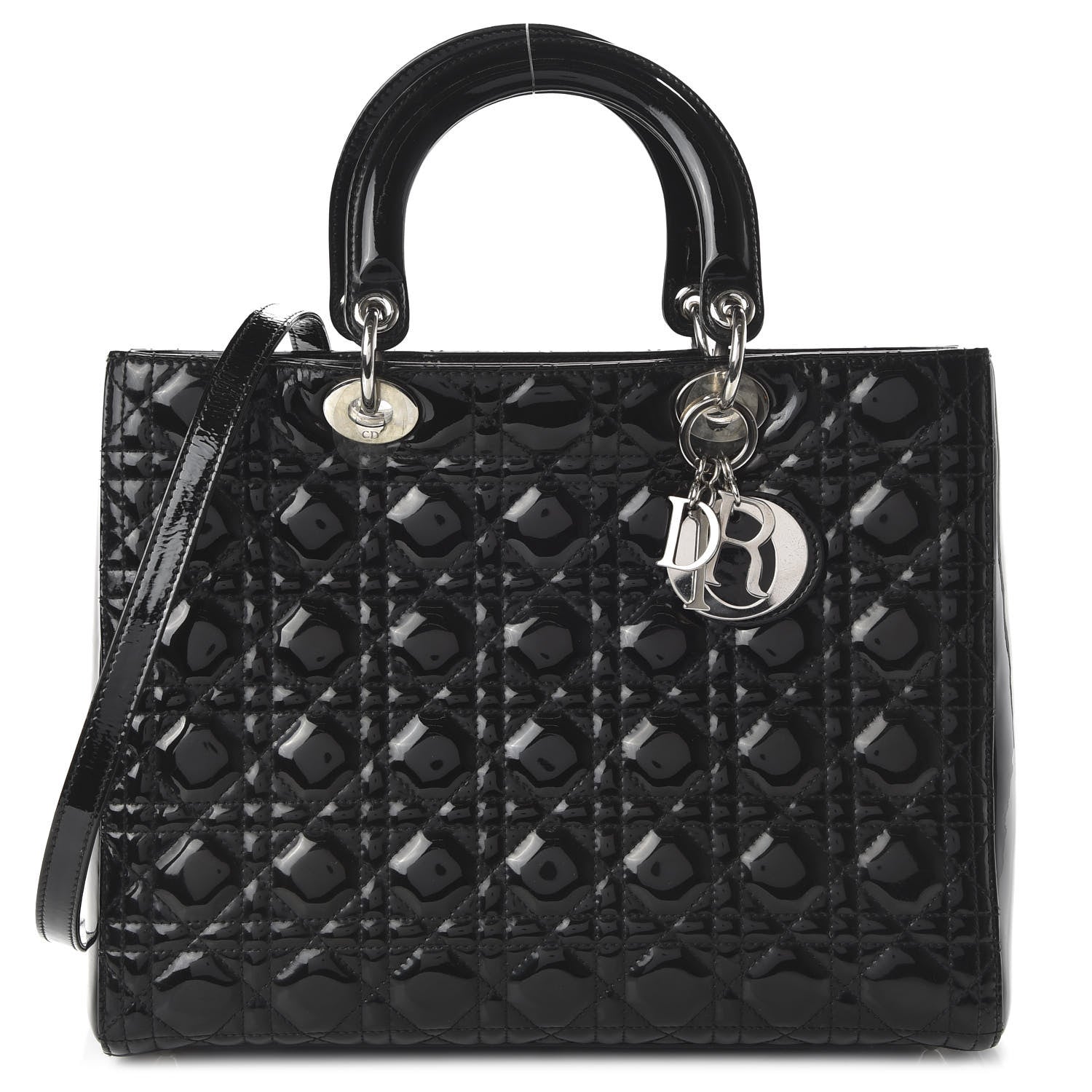 Christian Dior Patent Cannage Large Lady Dior Black 1 of 9